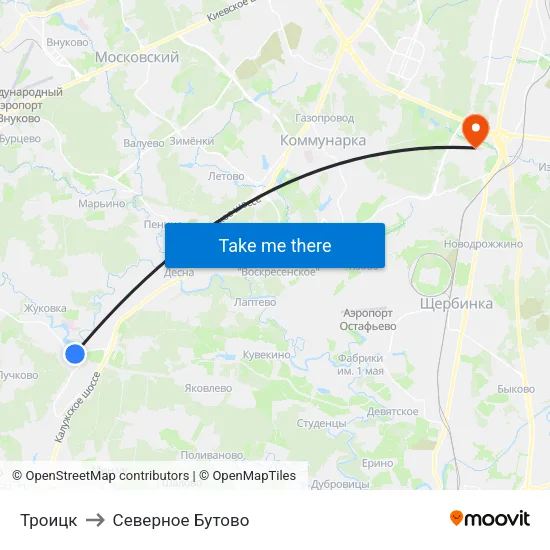 Троицк to Северное Бутово map