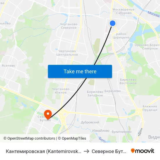Кантемировская (Kantemirovskaya) to Северное Бутово map