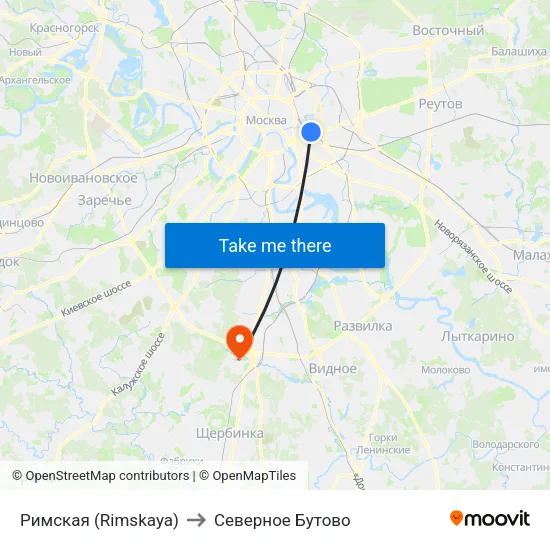 Римская (Rimskaya) to Северное Бутово map
