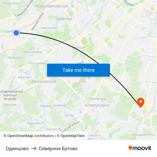 Одинцово to Северное Бутово map