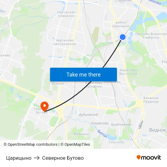 Царицыно to Северное Бутово map