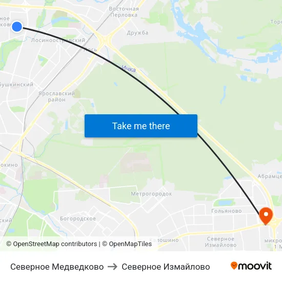 Северное Медведково to Северное Измайлово map