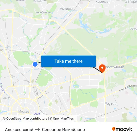 Алексеевский to Северное Измайлово map