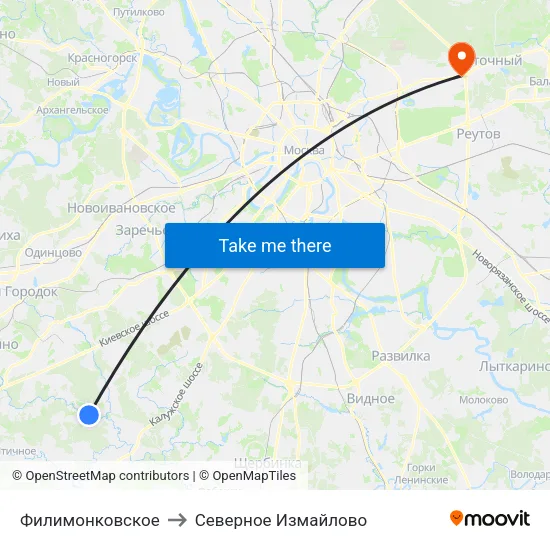 Филимонковское to Северное Измайлово map
