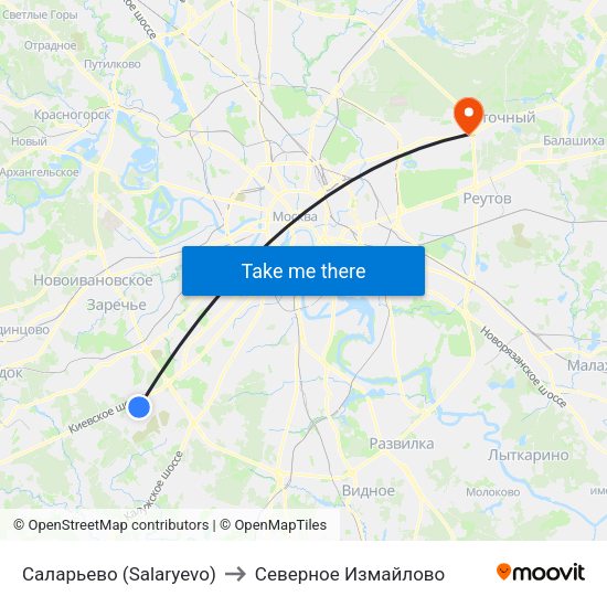 Саларьево (Salaryevo) to Северное Измайлово map