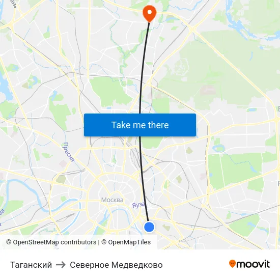 Таганский to Северное Медведково map