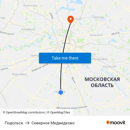 Подольск to Северное Медведково map