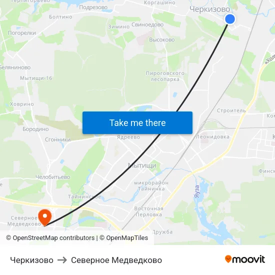 Черкизово to Северное Медведково map