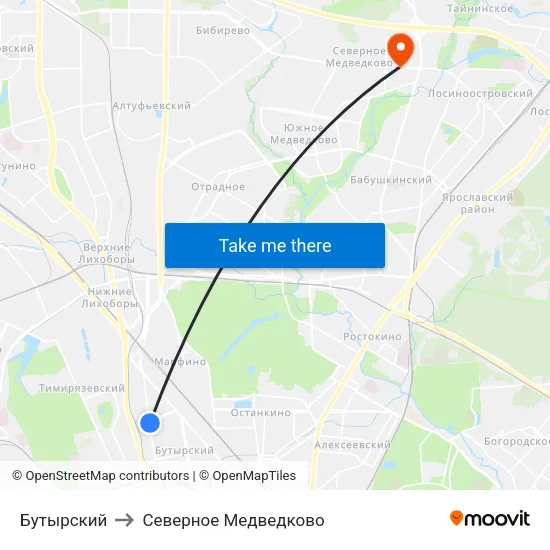 Бутырский to Северное Медведково map