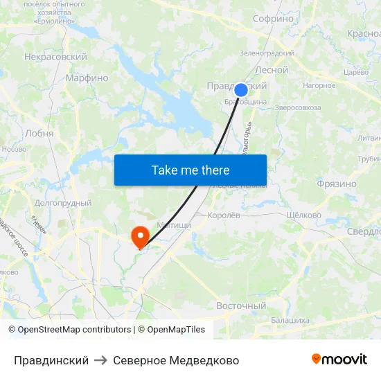 Правдинский to Северное Медведково map