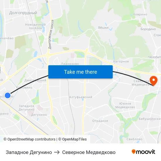 Западное Дегунино to Северное Медведково map