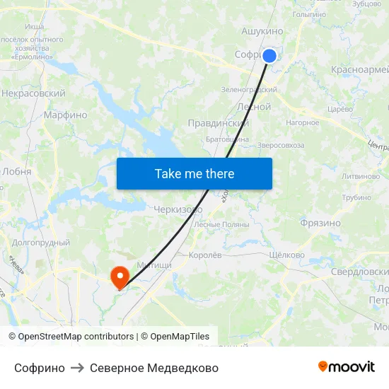 Софрино to Северное Медведково map