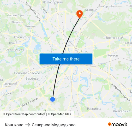 Коньково to Северное Медведково map