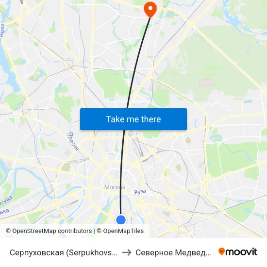 Серпуховская (Serpukhovskaya) to Северное Медведково map
