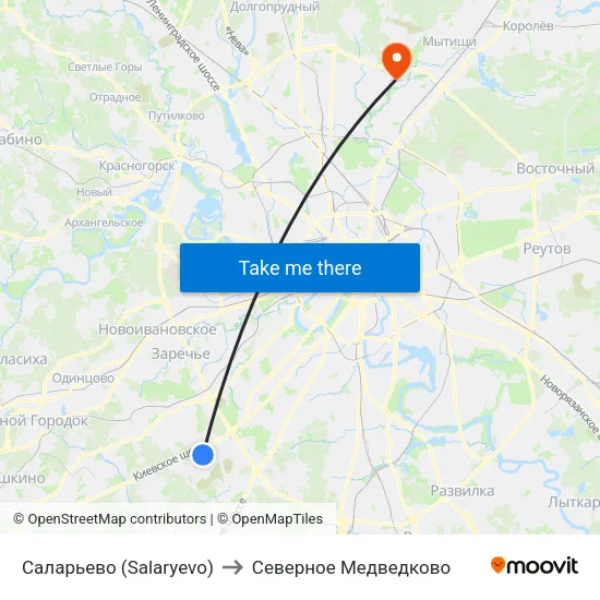 Саларьево (Salaryevo) to Северное Медведково map