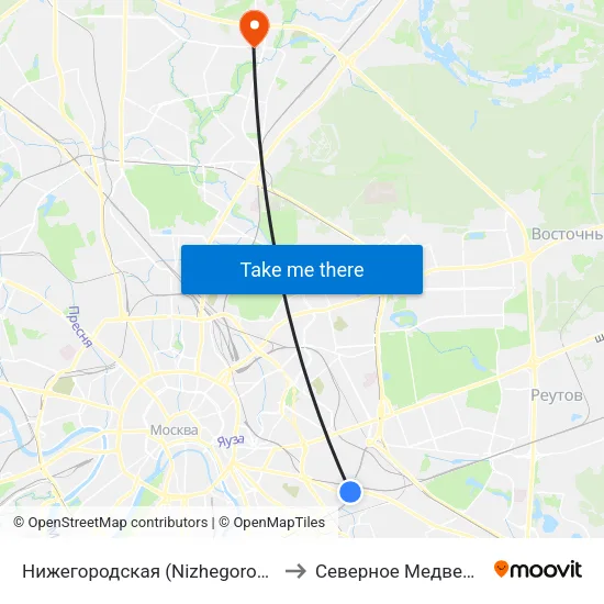Нижегородская (Nizhegorodskaya) to Северное Медведково map
