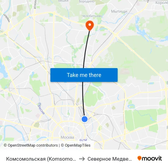 Комсомольская (Komsomolskaya) to Северное Медведково map