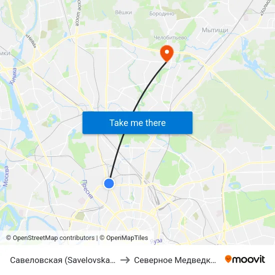 Савеловская (Savelovskaya) to Северное Медведково map