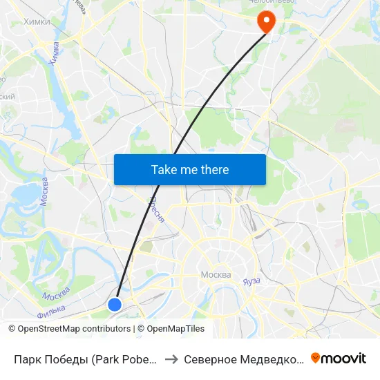 Парк Победы (Park Pobedy) to Северное Медведково map