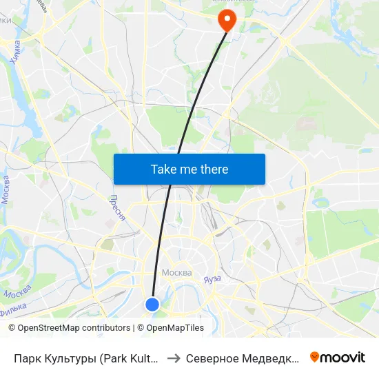 Парк Культуры (Park Kultury) to Северное Медведково map