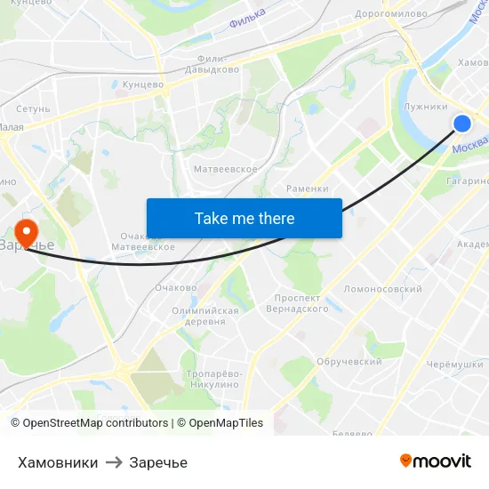 Хамовники to Заречье map
