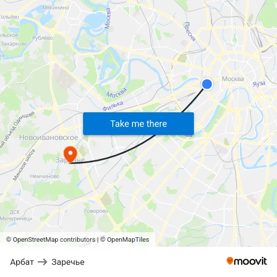 Арбат to Заречье map