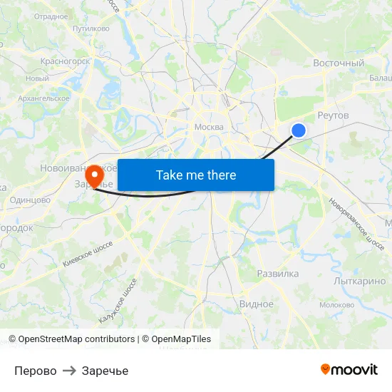Перово to Заречье map