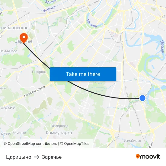 Царицыно to Заречье map