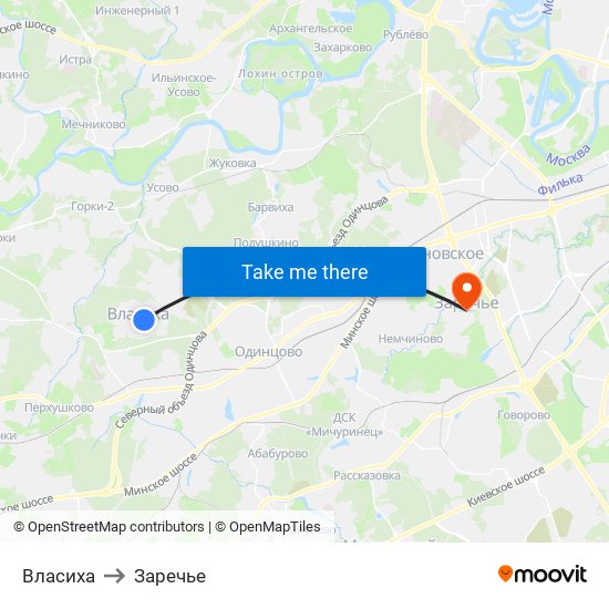 Власиха to Заречье map