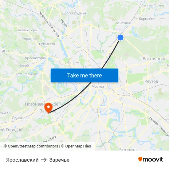 Ярославский to Заречье map