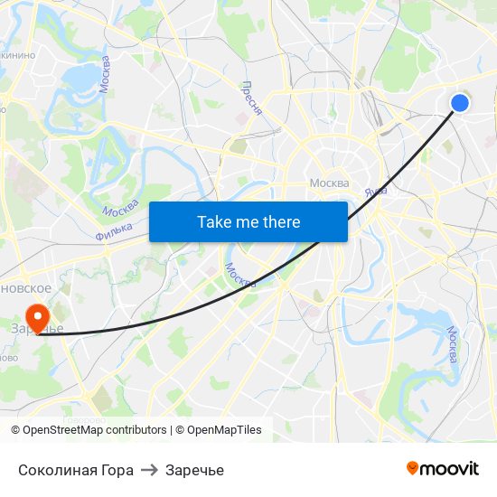 Соколиная Гора to Заречье map