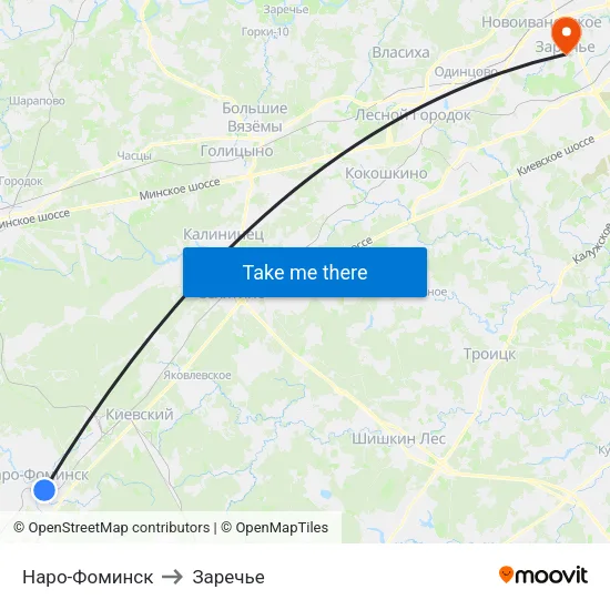 Наро-Фоминск to Заречье map