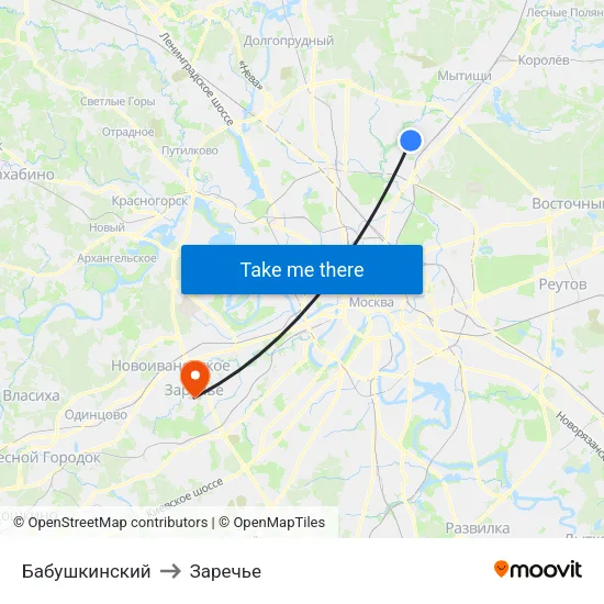 Бабушкинский to Заречье map