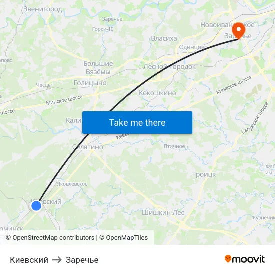 Киевский to Заречье map