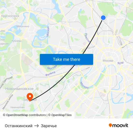 Останкинский to Заречье map