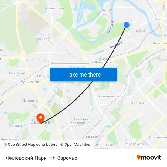 Филёвский Парк to Заречье map