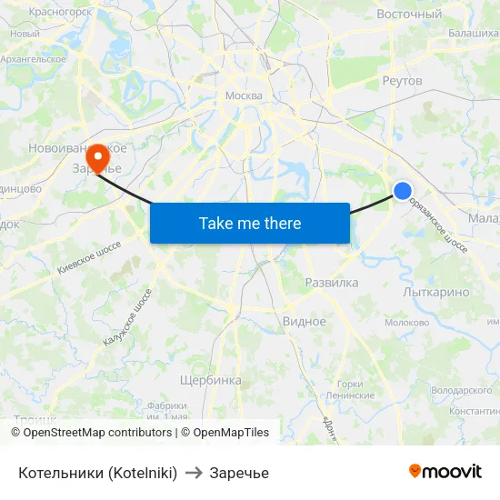 Котельники (Kotelniki) to Заречье map