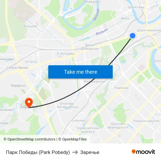 Парк Победы (Park Pobedy) to Заречье map