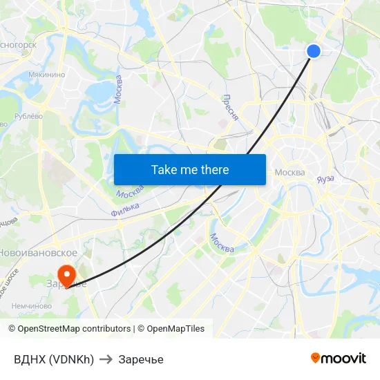 ВДНХ (VDNKh) to Заречье map