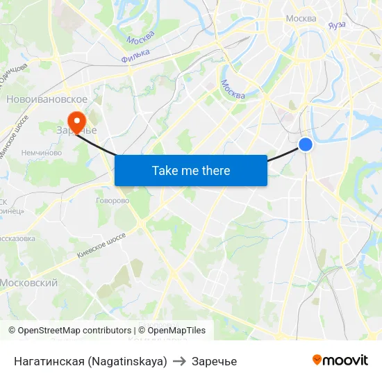 Нагатинская (Nagatinskaya) to Заречье map