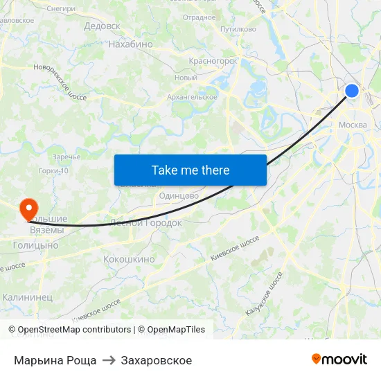Марьина Роща to Захаровское map
