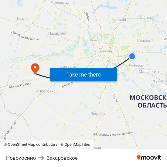 Новокосино to Захаровское map