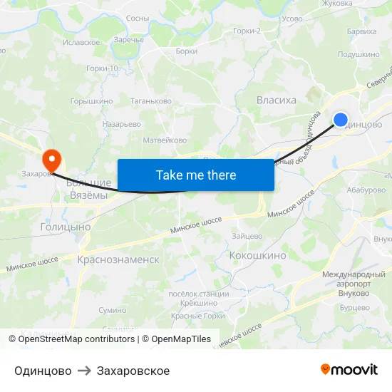 Одинцово to Захаровское map