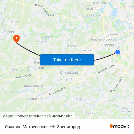 Очаково-Матвеевское to Звенигород map