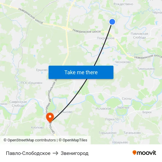 Павло-Слободское to Звенигород map