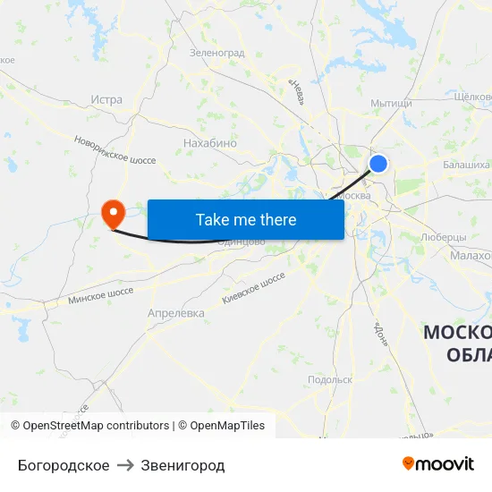 Богородское to Звенигород map