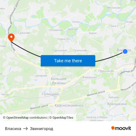 Власиха to Звенигород map