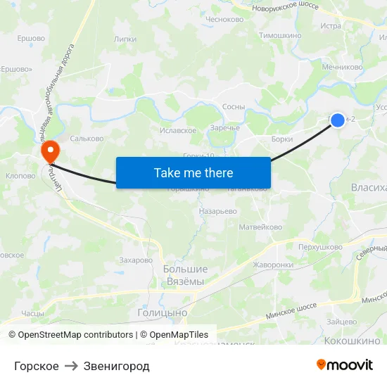 Горское to Звенигород map