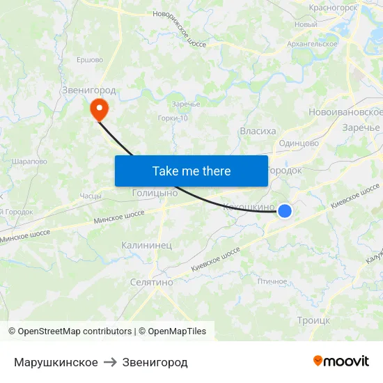 Марушкинское to Звенигород map