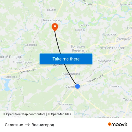 Селятино to Звенигород map